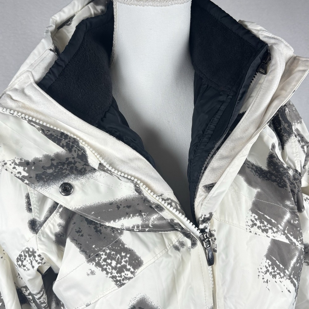 Columbia Interchange 3-in-1 Ski Jacket Size M Omni Tech Zip Gray Black Ivory Geo - Picture 4 of 16